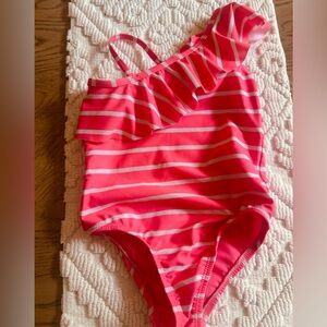 GAP Hot Pink and White Striped One-Piece Swimsuit (4Years)
